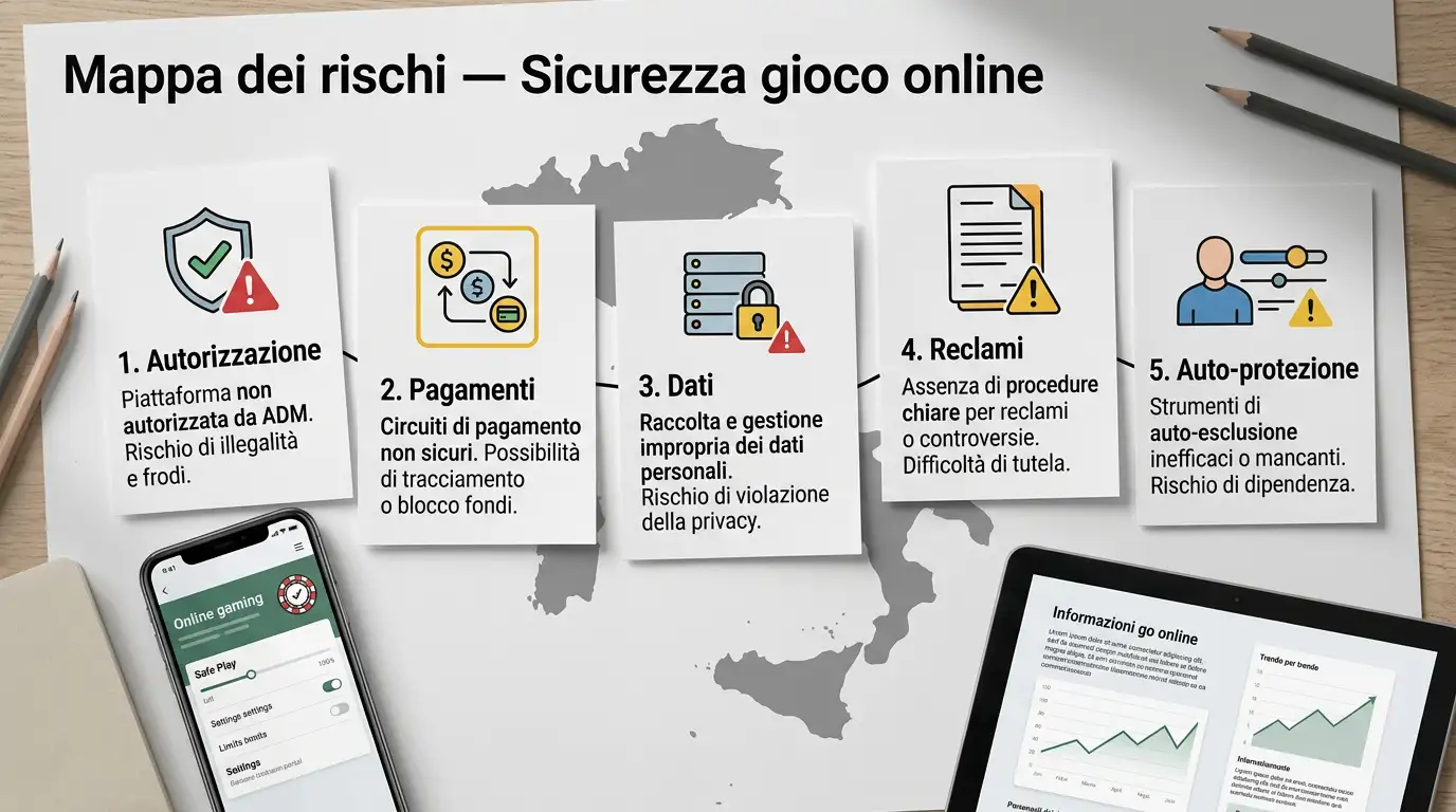 Mappa dei rischi con autorizzazione, pagamenti, dati, reclami e protezione personale